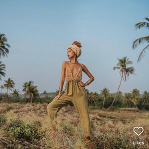 NWT Macra Spirit Halter Adjustable Boho Jumpsuit